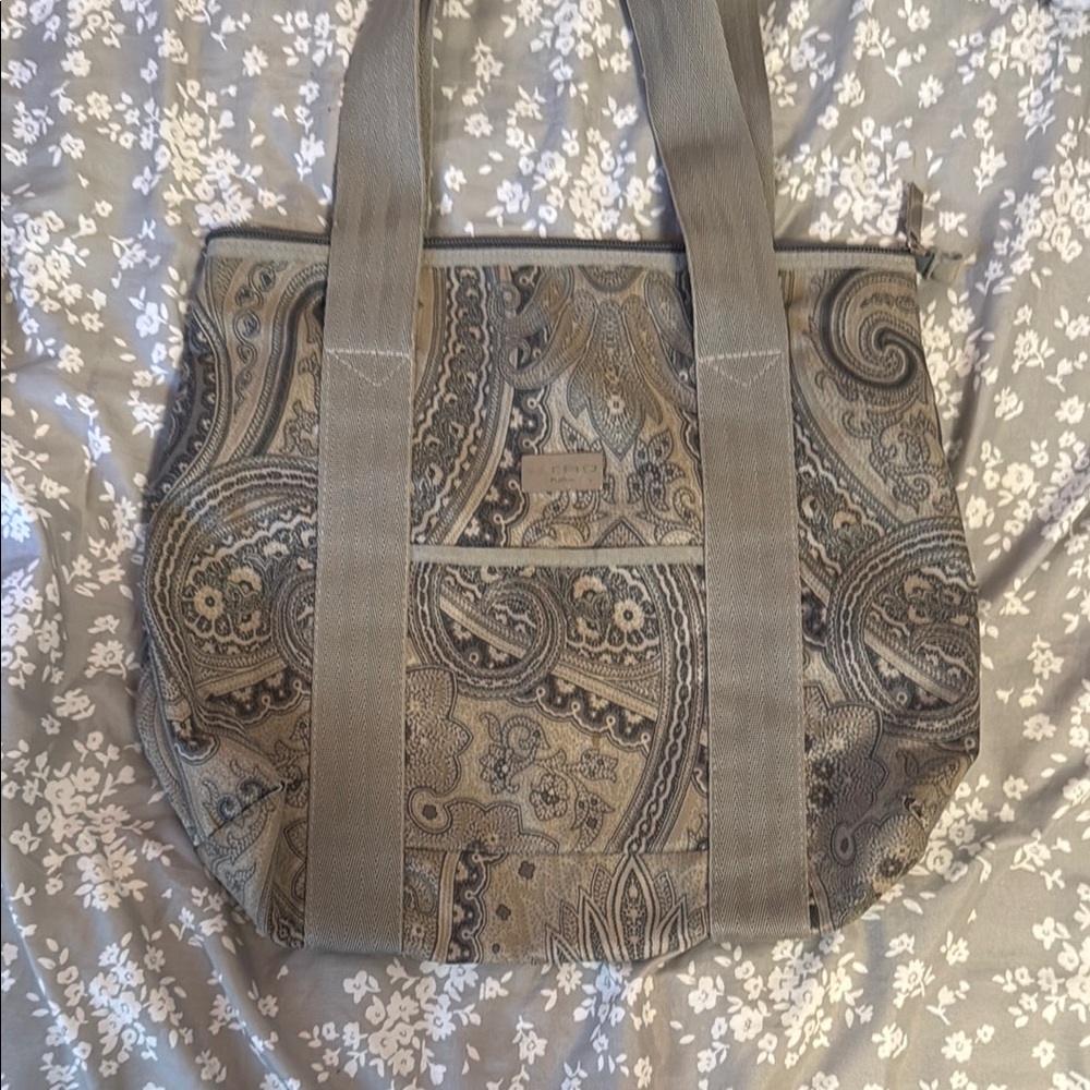 Etro Gray Paisley Tote Bag with Intricate Design